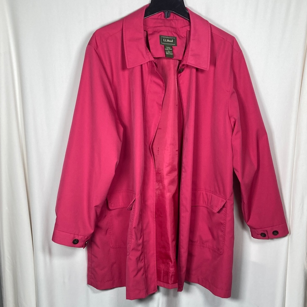 L.L. Bean Women's Fuchsia Water Repellant Trench Coat VN 03790 Sz XLP - Picture 4 of 15